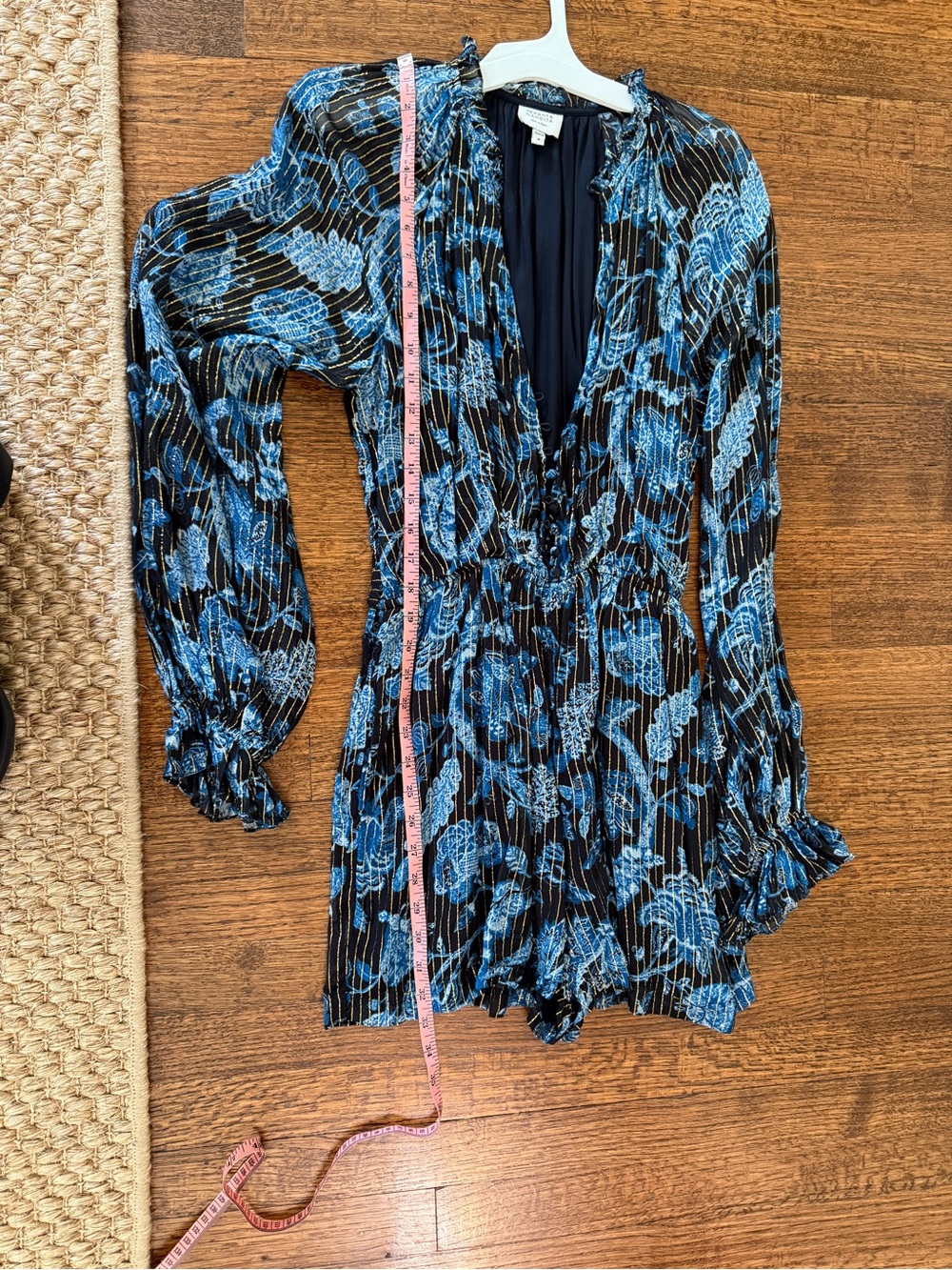 HEMANT & NANDITA Blue Floral Mini Dress / skort - Picture 7 of 8
